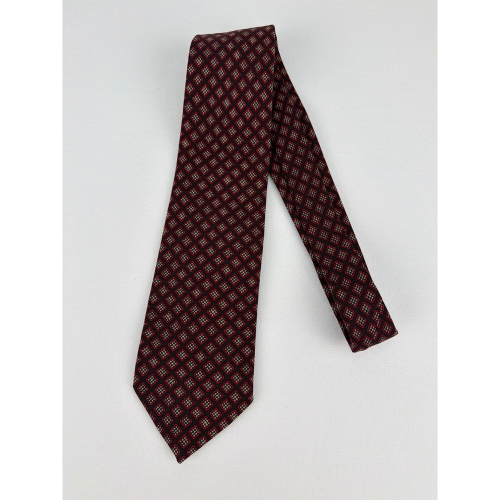 Liberty of London Necktie Mens OS Navy Red Geometric Diamond Print Vintage Style